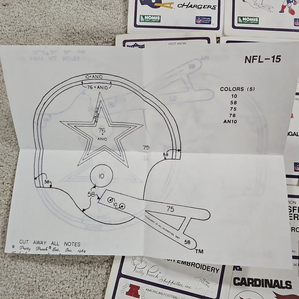 16 NFL Pretty Punch Hot Iron Transfer Patterns Steelers Seahawks Cowboys Patriot
